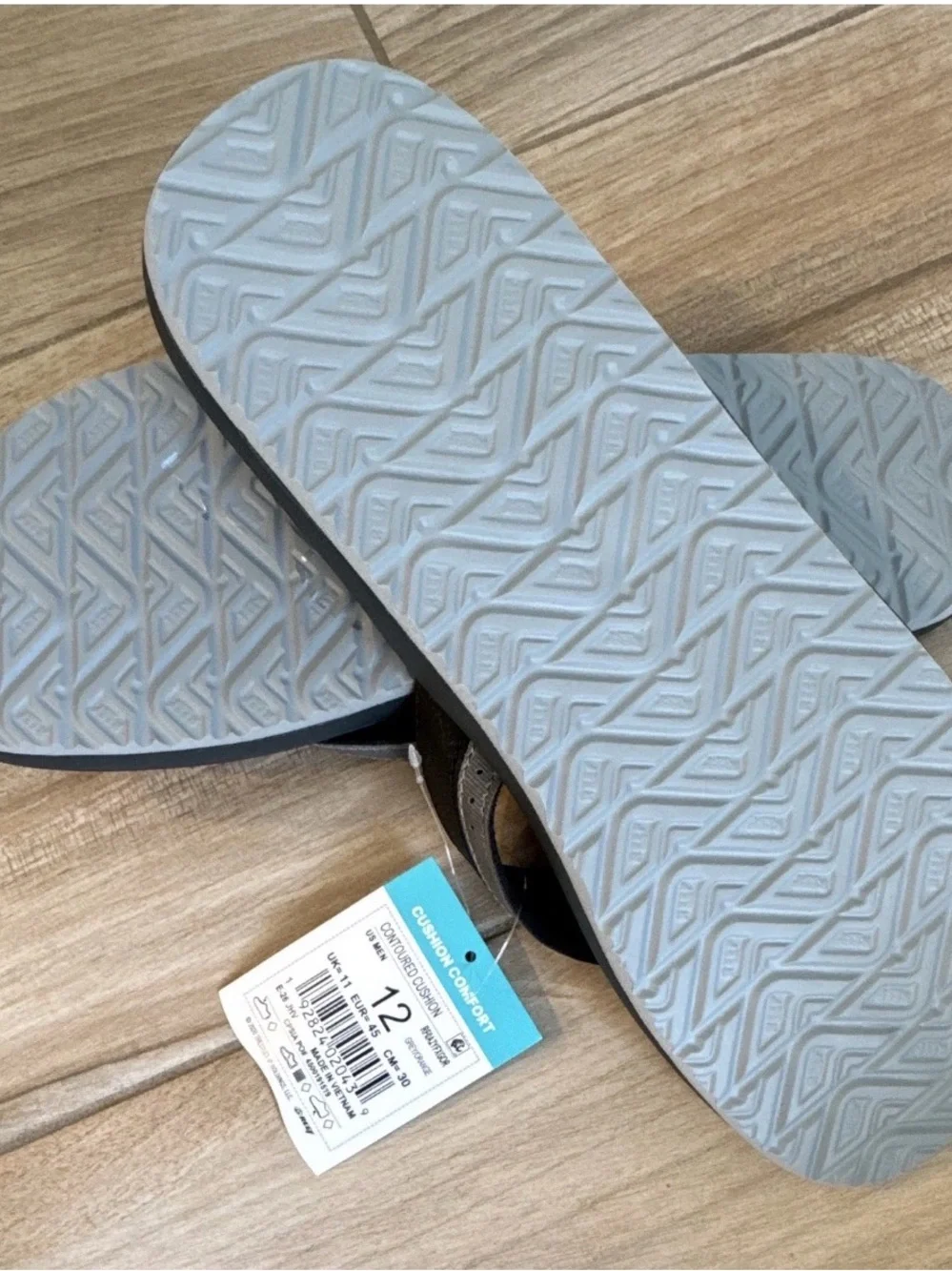 Reef Cushion Comfort Cushioned Flip Flop Sandals Black/Gray Men 12
